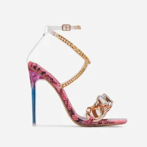 Big Bling Rhinestone Strap Sandal Heels