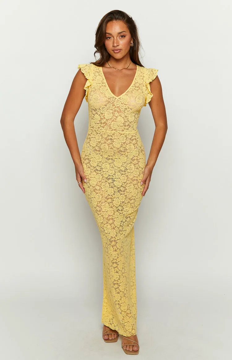 Blake Yellow Lace Maxi Dress