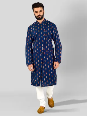 Blue, Beige & Red Kurta | Azania