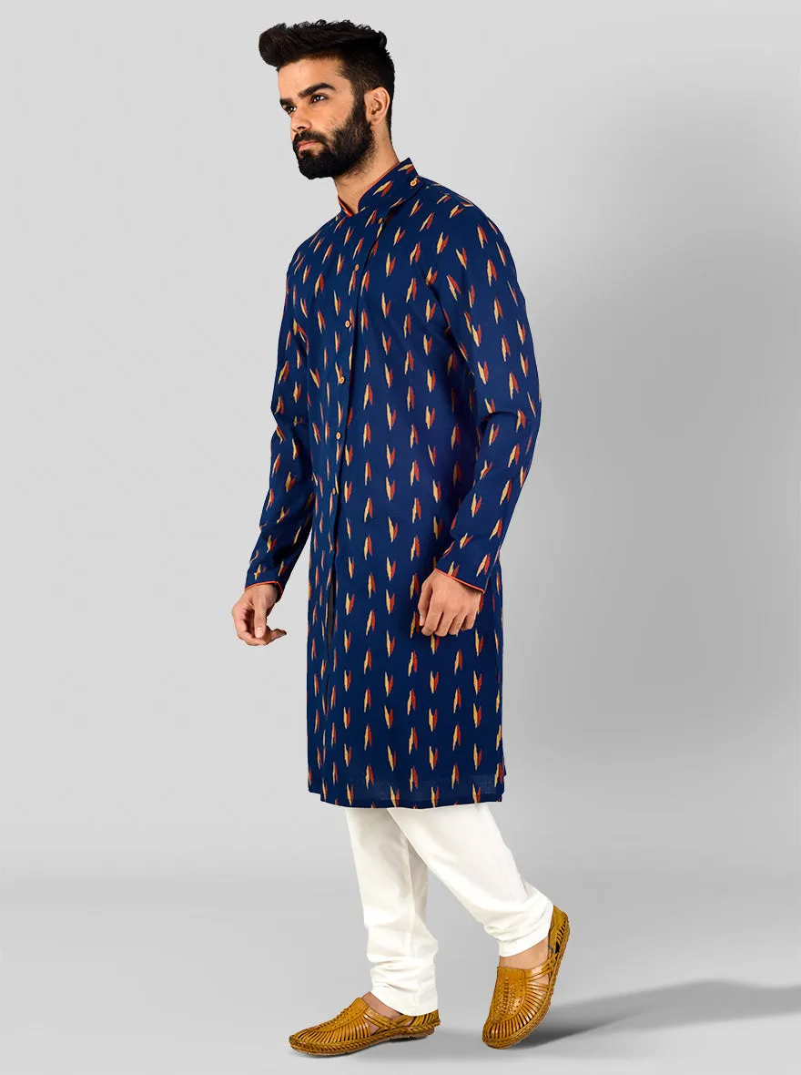 Blue, Beige & Red Kurta | Azania