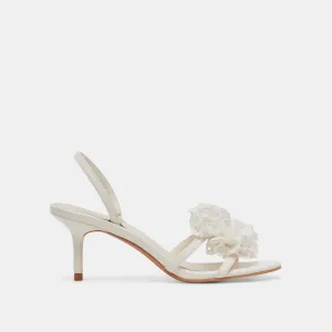 CECILA HEELS WHITE FLORAL EYELET