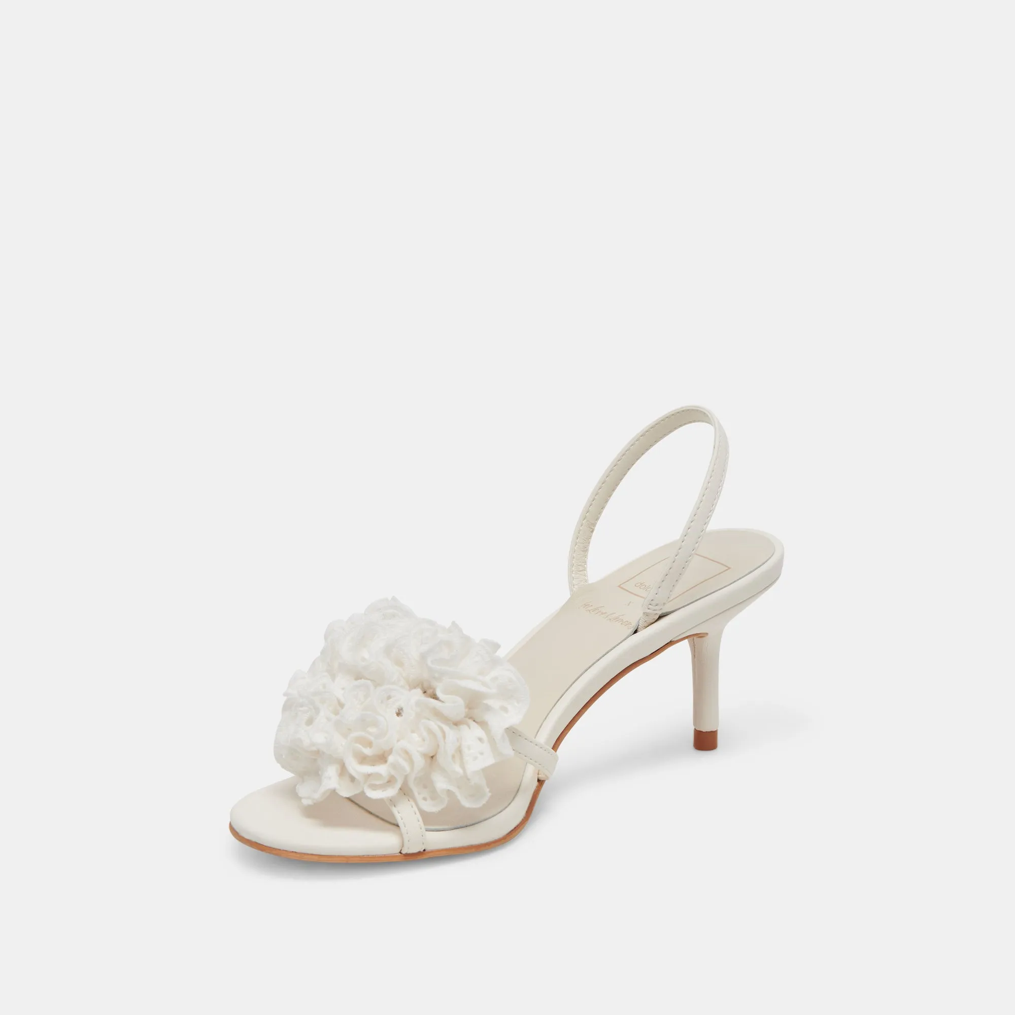 CECILA HEELS WHITE FLORAL EYELET