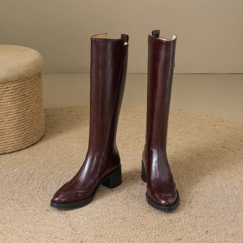 ChicLeather Elegant Zip Knee-High Boots