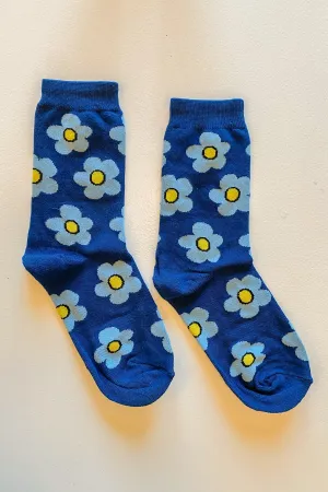 Flower Socks in Candy Blue