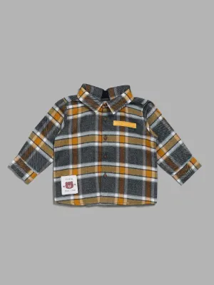 HOP Baby Multicolour Checked Shirt with Hoodie