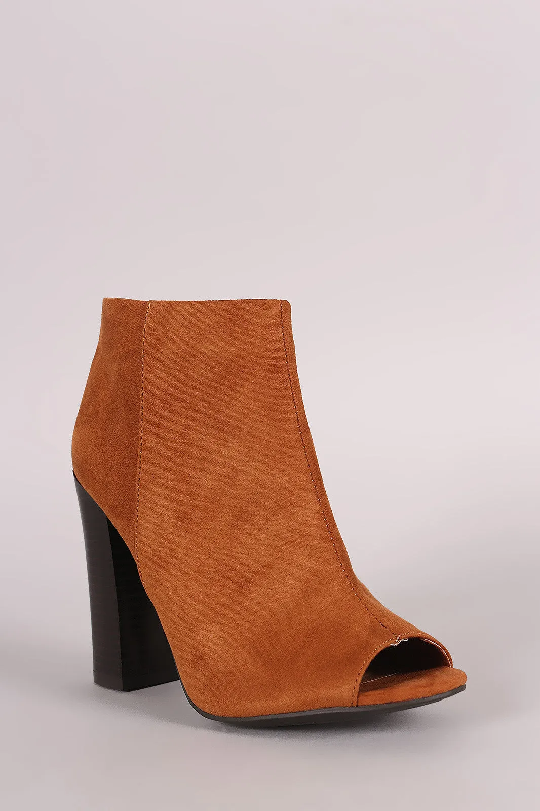 Leni -  Peep Toe Chunky Heeled Booties