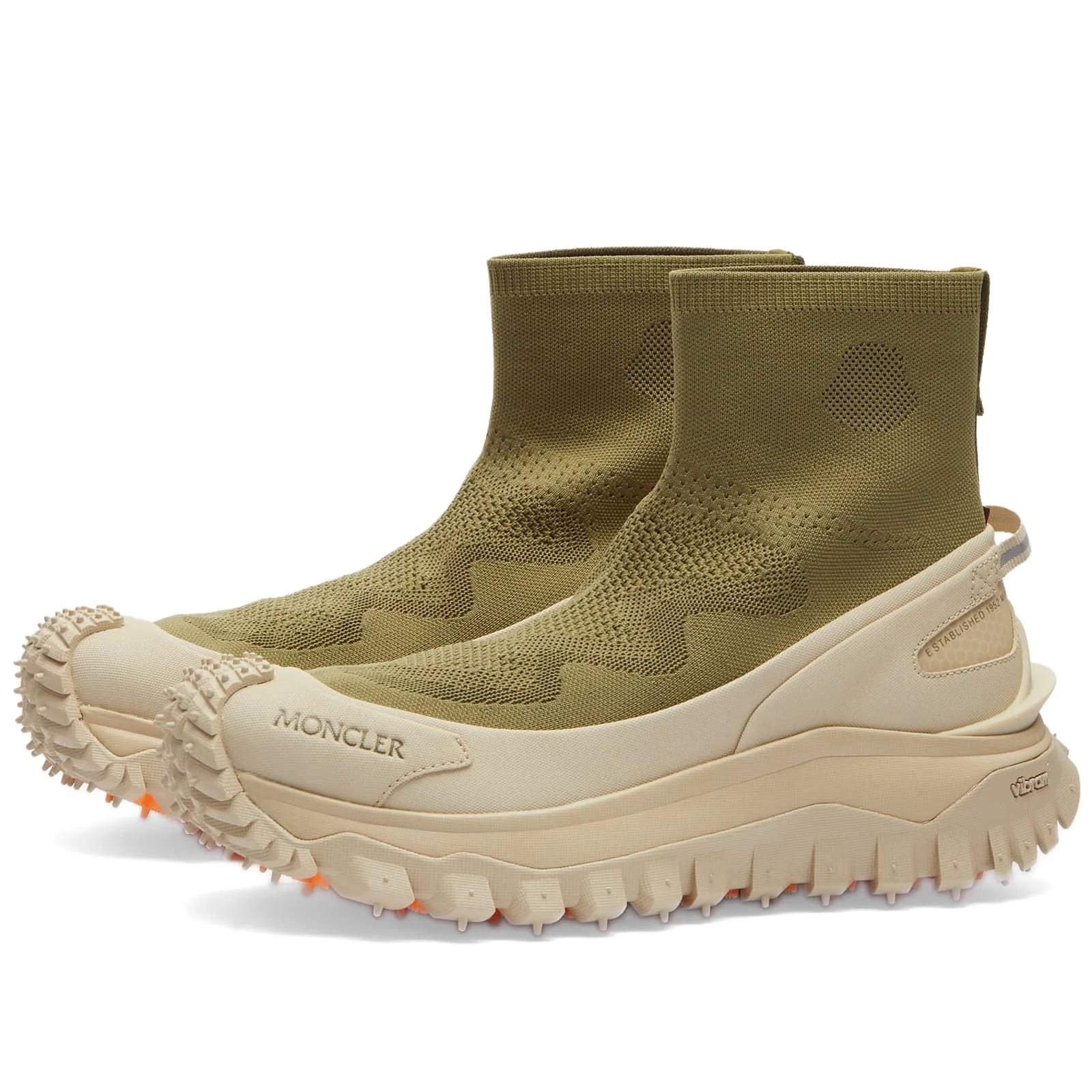 Moncler Trailgrip Knit High Top Sneakers, Green