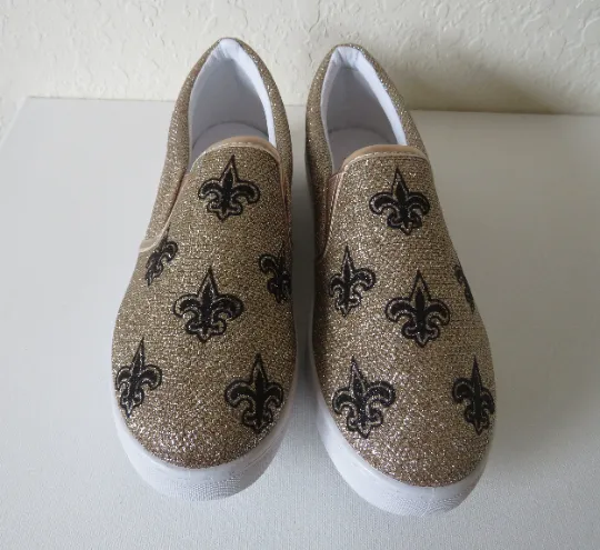 New Orleans Fleur De Lis Glitter slip on shoes /New Orleans Fleur De Lis Sneakers