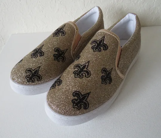 New Orleans Fleur De Lis Glitter slip on shoes /New Orleans Fleur De Lis Sneakers