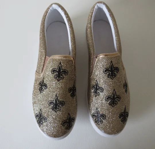 New Orleans Fleur De Lis Glitter slip on shoes /New Orleans Fleur De Lis Sneakers