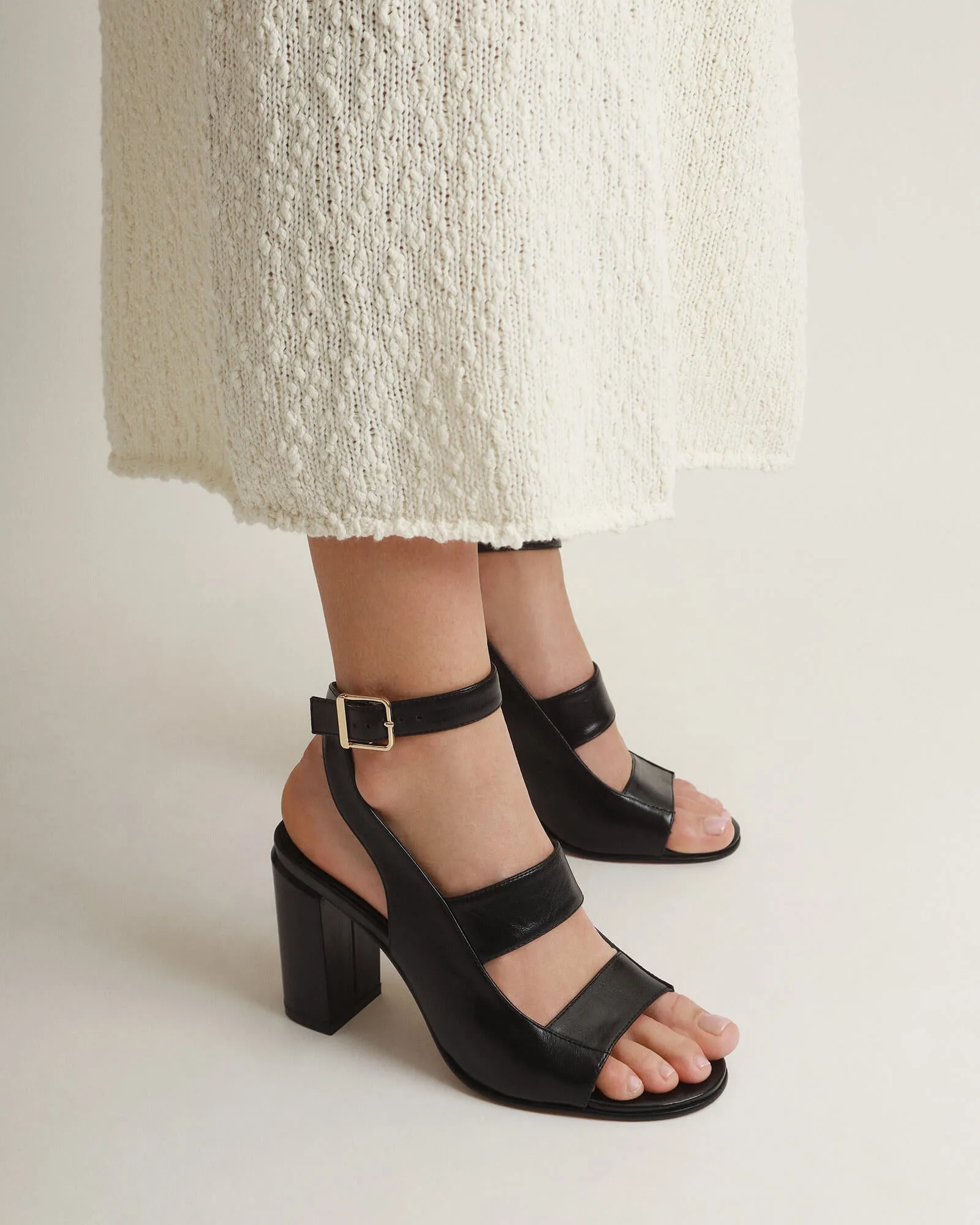 PENNY HIGH SANDALS BLACK LEATHER