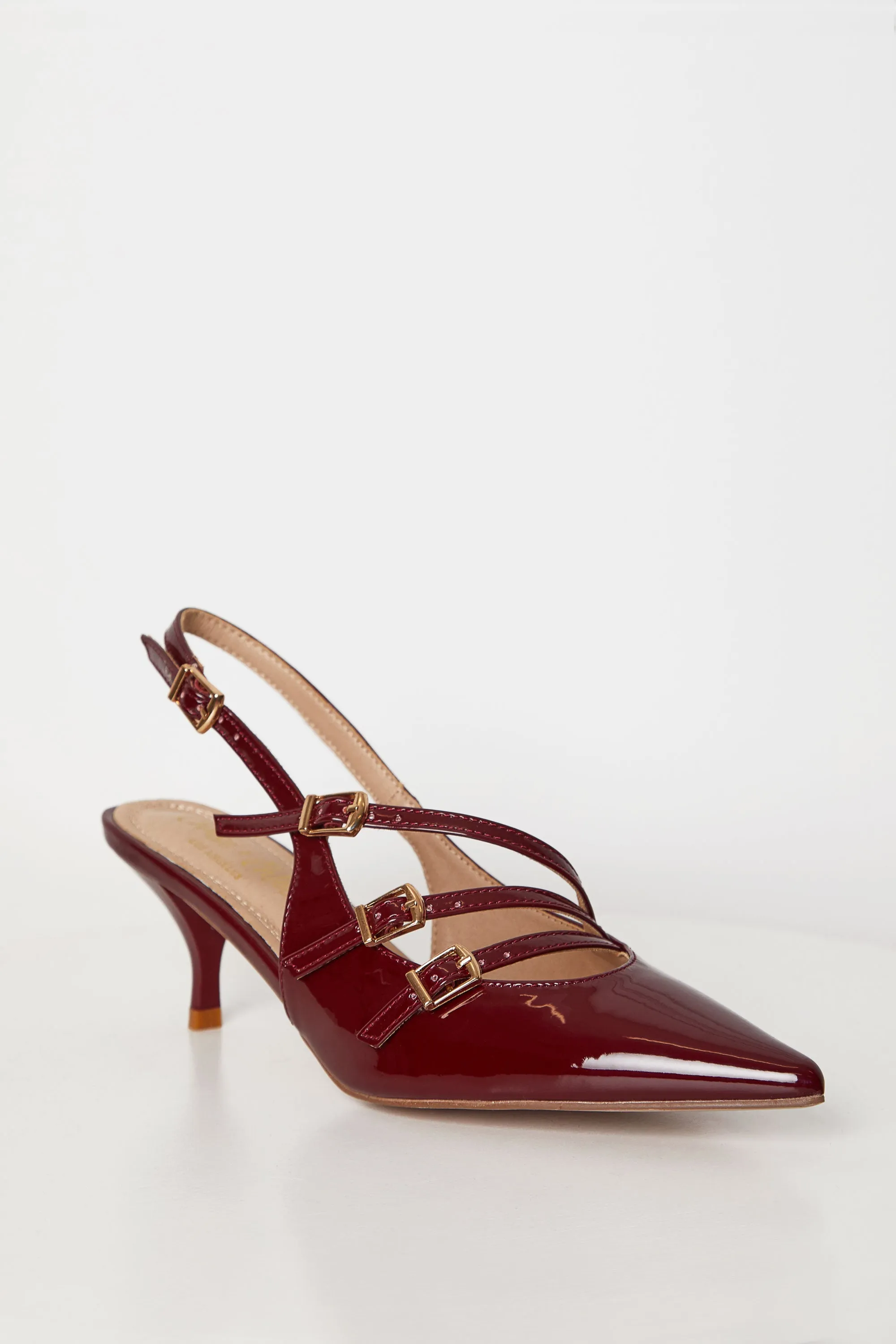 Shirley Cherry Red Patent Kitten Heels