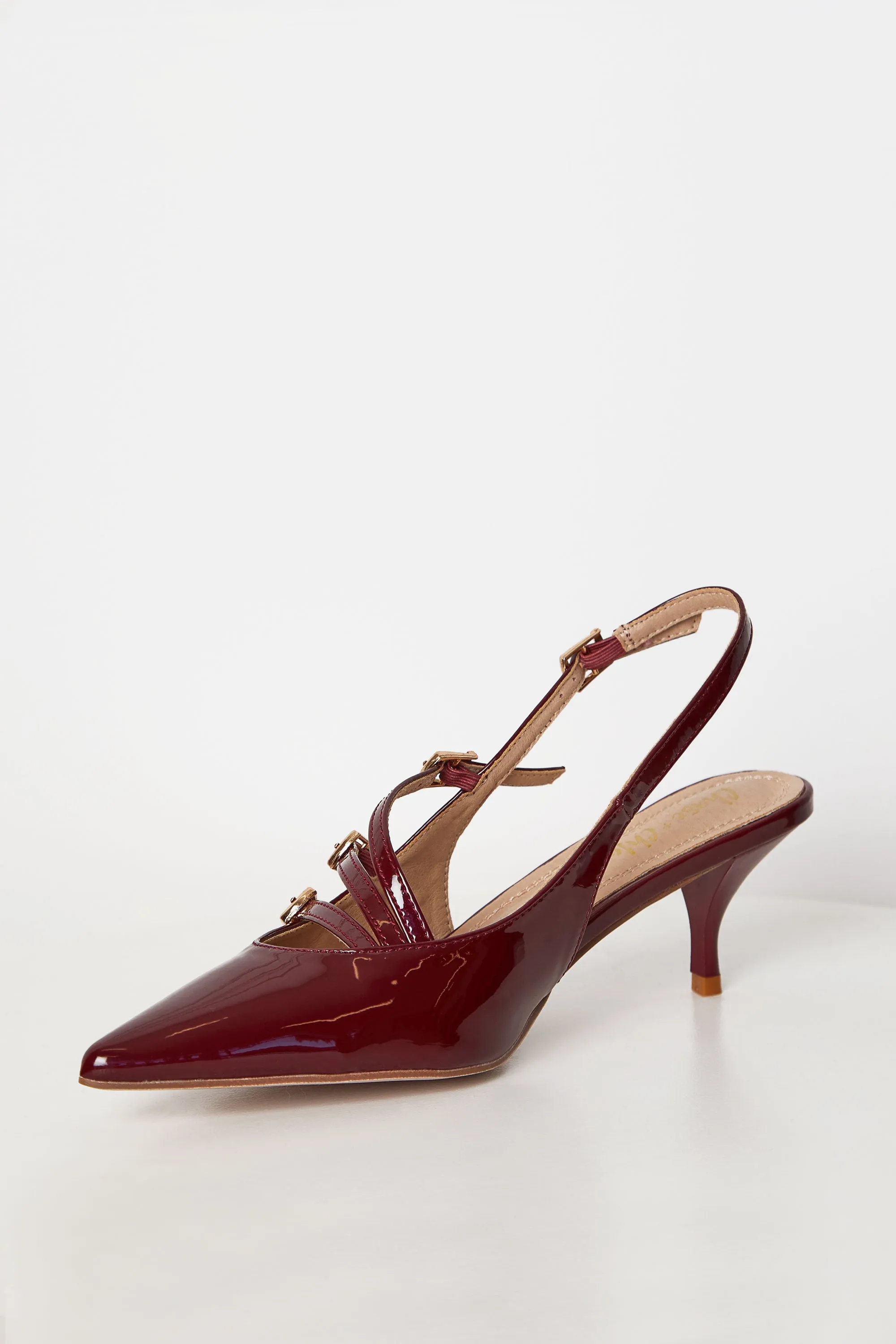 Shirley Cherry Red Patent Kitten Heels