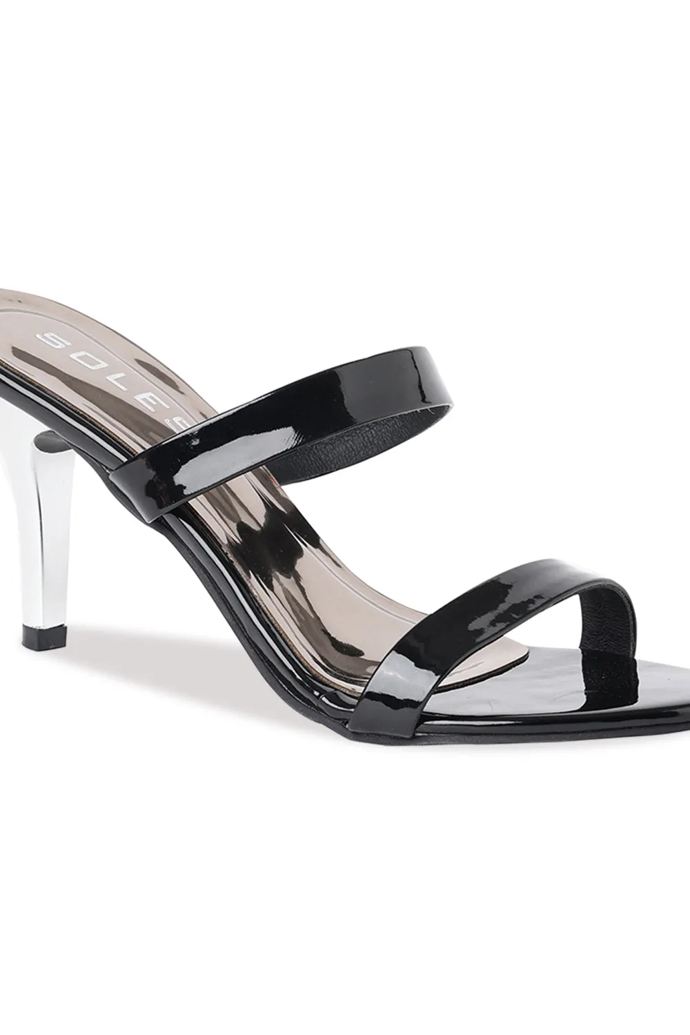 SOLES Double Strapped Metallic Pencil Heel