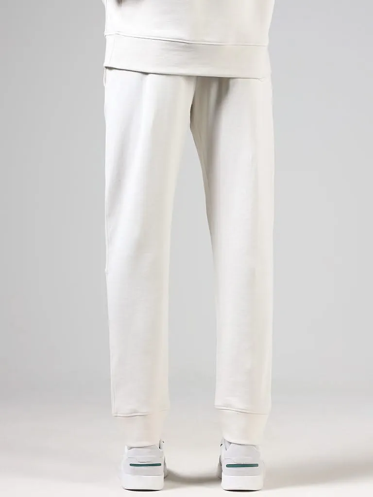 Studiofit Off White Relaxed-Fit Mid-Rise Joggers