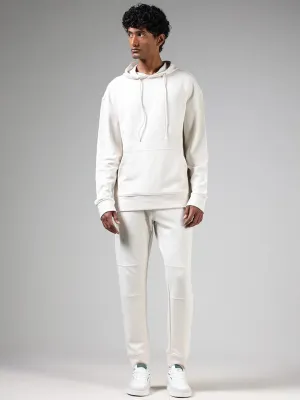 Studiofit Off White Relaxed-Fit Mid-Rise Joggers