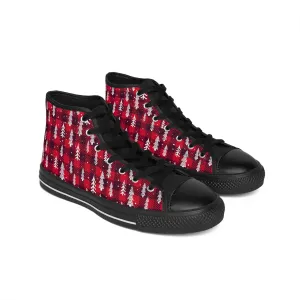 Trendy Red Christmas Trees Women's Classic Sneakers