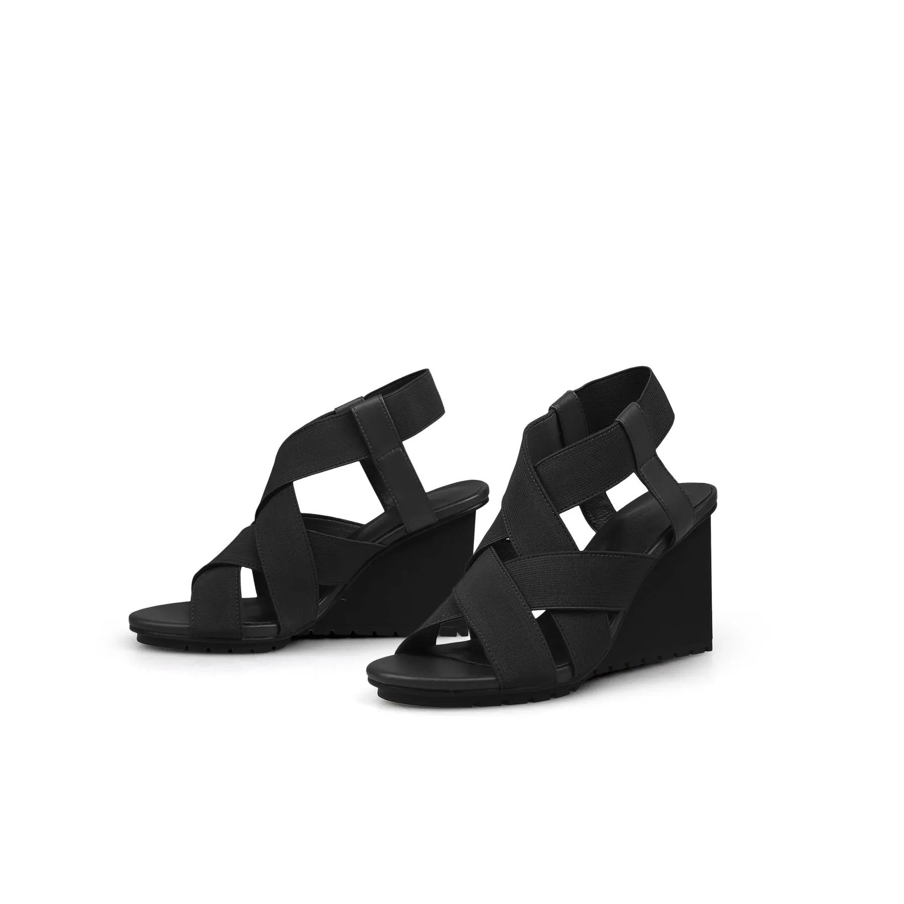 Weave Open Toe Ankle-Strap Wedges